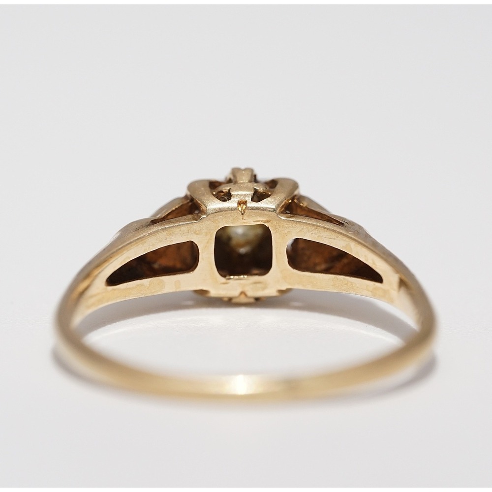Antique 14k Solid Yellow Gold Engraved Natural Diamond Ring - Size 7.25 1.78g - Picture 8 of 11